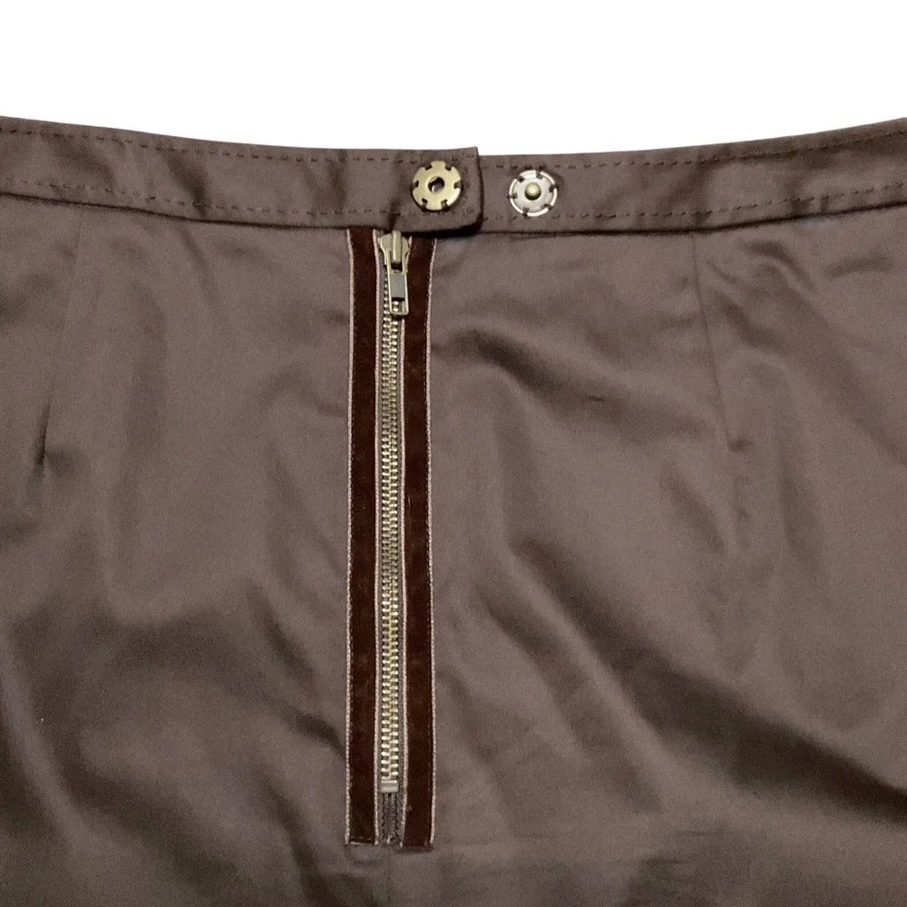 Y2K Pencil Skirt Wms 14 Brown Exposed Back Zip Stretch Career Office Library